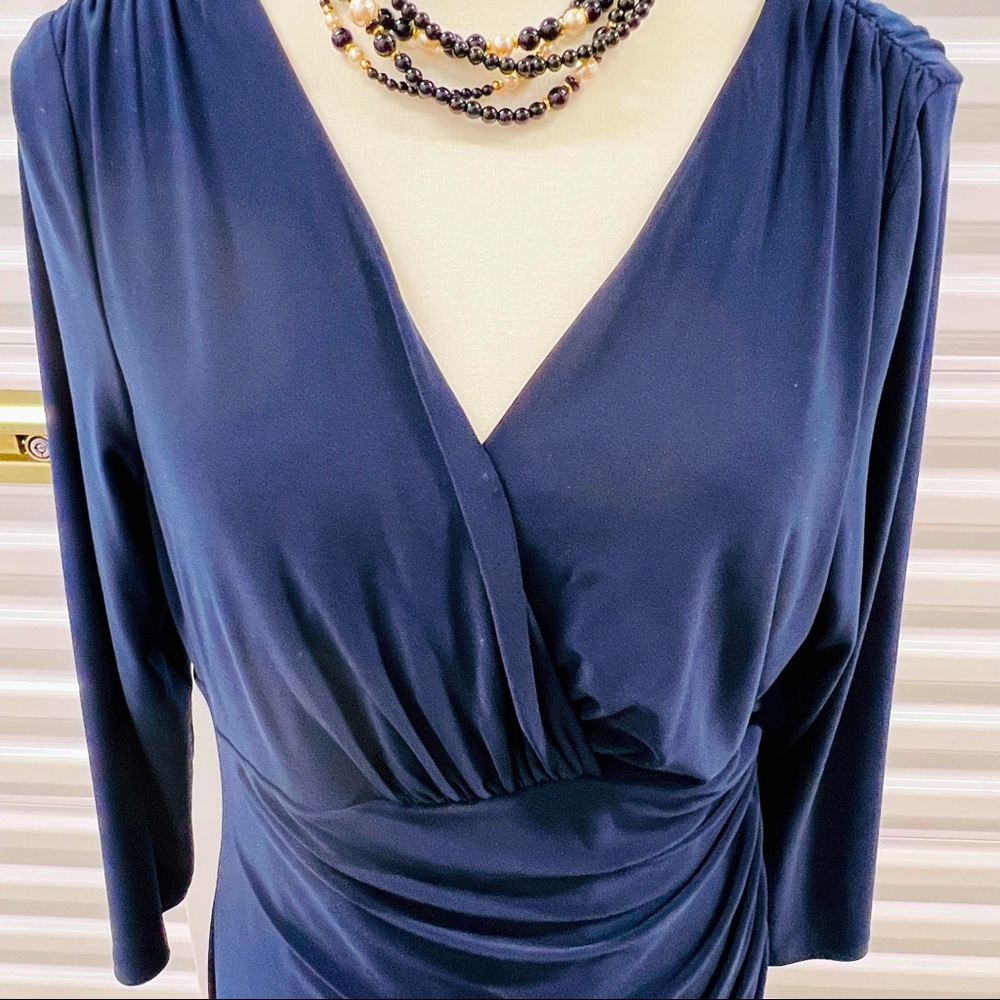 Ralph Lauren dark blue long sleeve V-neck dress